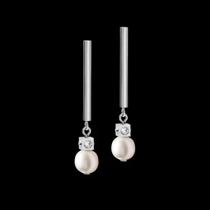 Earrings Asymmetry Freshwater Pearls & Stainless Steel White-Silver | COEUR DE LION Best