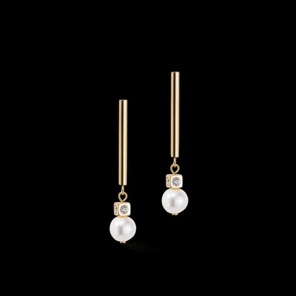 Earrings Asymmetry Freshwater Pearls & Stainless Steel White-Gold | COEUR DE LION New