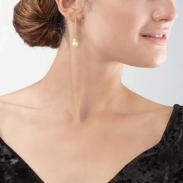 Earrings Asymmetry Freshwater Pearls & Stainless Steel White-Gold | COEUR DE LION Flash Sale