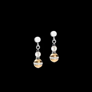 Earrings Ball Gemstones & Crystal Pearls Grey-Gold | COEUR DE LION Store