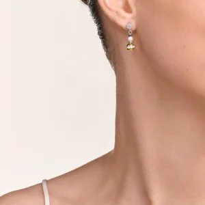 Earrings Ball Gemstones & Crystal Pearls Grey-Gold | COEUR DE LION Store