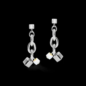 Earrings Casual & Chunky Chain Stainless Steel & Crystals Silver-Crystal | COEUR DE LION Hot