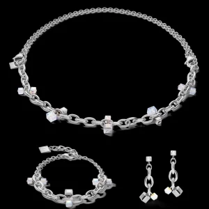 Earrings Casual & Chunky Chain Stainless Steel & Crystals Silver-Crystal | COEUR DE LION Hot