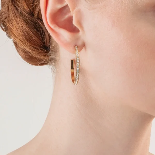 Earrings Creole 35 Stainless Steel & Crystals Gold Crystal | COEUR DE LION Discount
