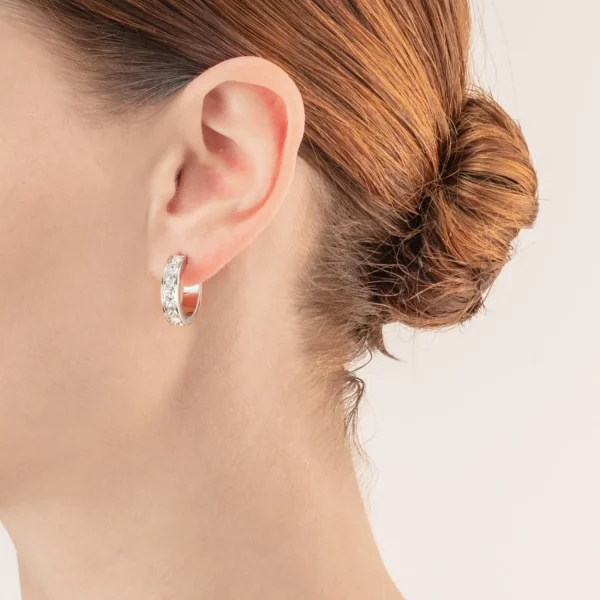 Earrings Creole 20 Stainless Steel & Crystals Silver Crystal | COEUR DE LION Best