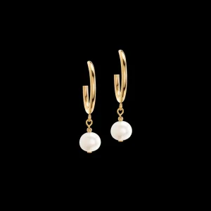 Earrings Creole Freshwater Pearls & Chunky Chain Navette Multiwear White-Gold | COEUR DE LION Discount