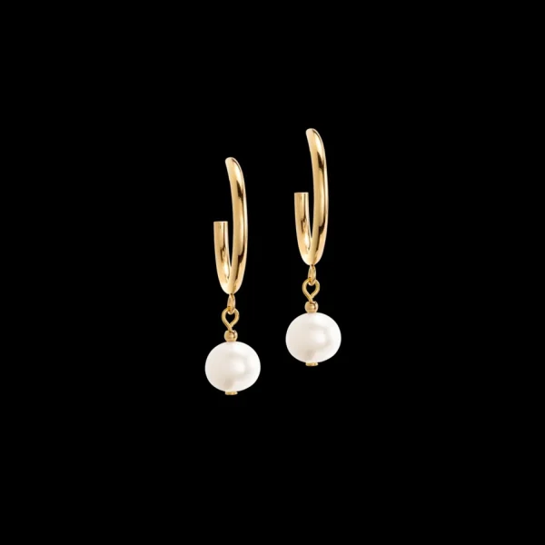 Earrings Creole Freshwater Pearls & Chunky Chain Navette Multiwear White-Gold | COEUR DE LION Store