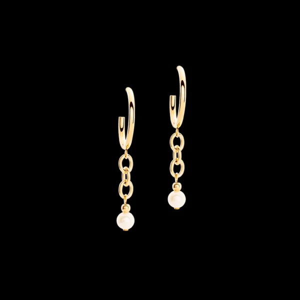 Earrings Creole Y Navette Freshwater Pearls Gold | COEUR DE LION Outlet