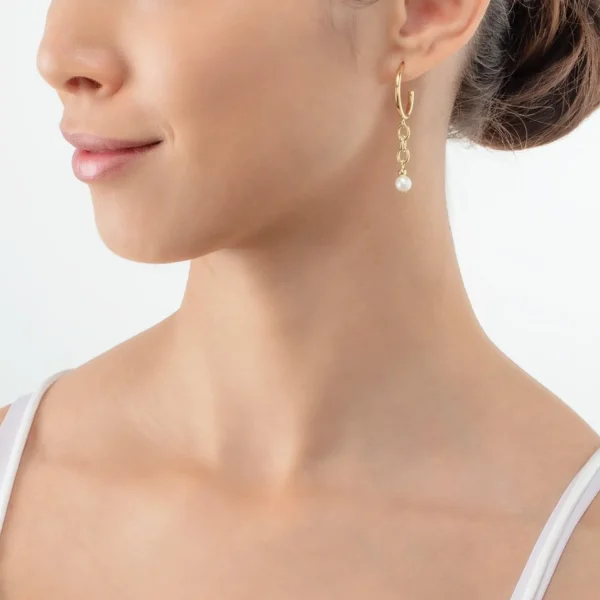Earrings Creole Y Navette Freshwater Pearls Gold | COEUR DE LION Sale