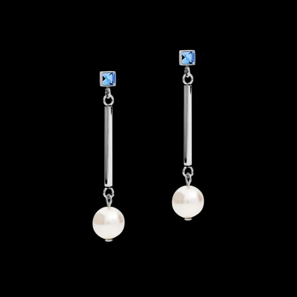 Earrings Crystal Pearls, Crystals & Stainless Steel Silver-Light Blue | COEUR DE LION Sale