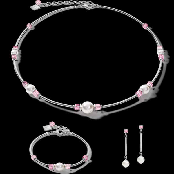 Earrings Crystal Pearls, Crystals & Stainless Steel Silver-Rose | COEUR DE LION Hot