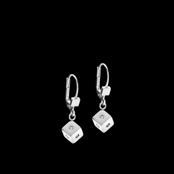 Earrings Cube Crystal Dot Stainless Steel & Crystal Glass Midnight Blue-Silver | COEUR DE LION Hot