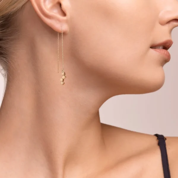 Earrings Dancing Geocube® Small Stainless Steel Gold | COEUR DE LION Shop