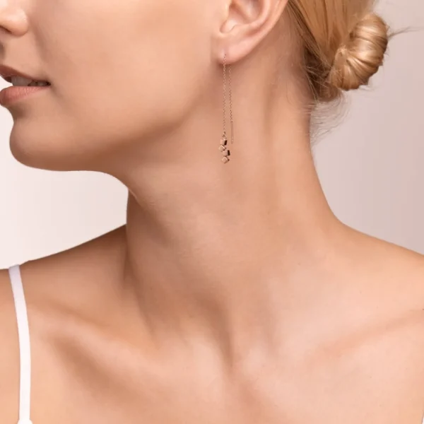 Earrings Dancing Geocube® Small Stainless Steel Rose Gold | COEUR DE LION Sale