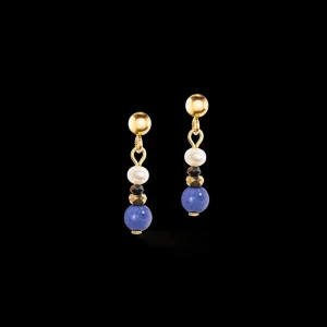 Earrings Flow Freshwater Pearls & Sodalite Gold | COEUR DE LION Cheap