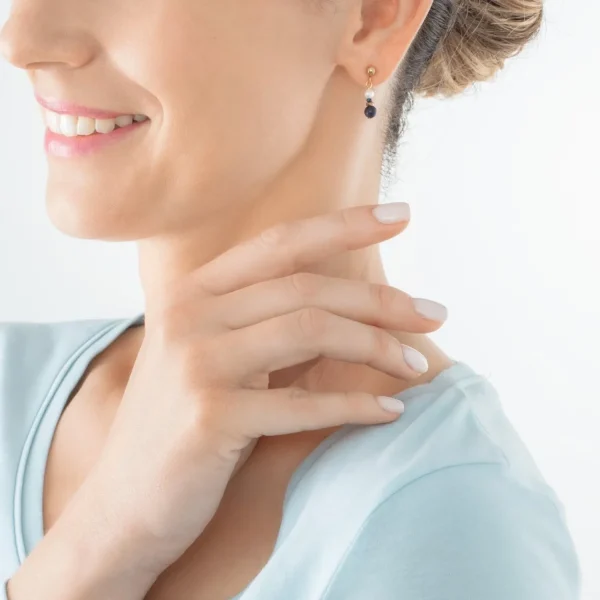 Earrings Flow Freshwater Pearls & Sodalite Gold | COEUR DE LION Cheap