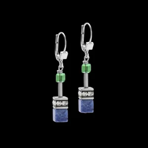 Earrings Geocube® Crystals & Gemstones Blue-Green | COEUR DE LION Outlet