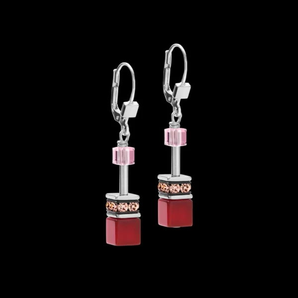 Earrings Geocube® Crystals & Gemstones Red-Purple | COEUR DE LION Flash Sale
