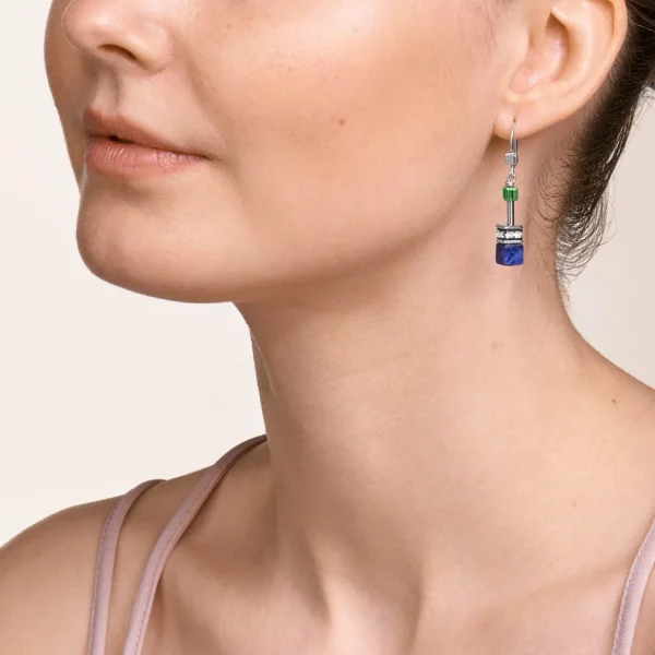 Earrings Geocube® Crystals & Gemstones Blue-Green | COEUR DE LION Cheap