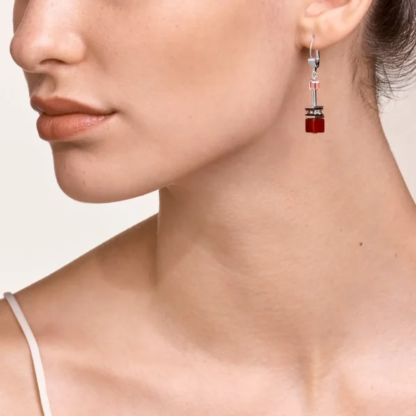Earrings Geocube® Crystals & Gemstones Red-Purple | COEUR DE LION Best