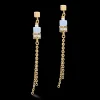 Earrings Geocube® Double Chain Long Stainless Steel Gold-Blue | COEUR DE LION Clearance