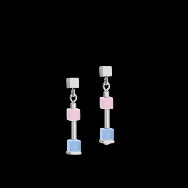 Earrings Geocube® Fine Pastel Blue-Rose | COEUR DE LION Online