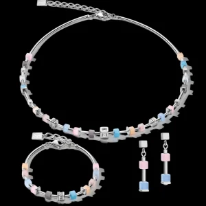 Earrings Geocube® Fine Pastel Blue-Rose | COEUR DE LION Online