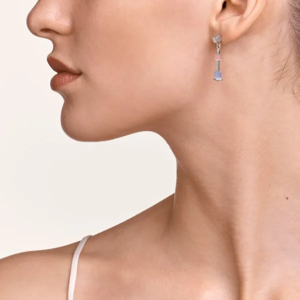 Earrings Geocube® Fine Pastel Blue-Rose | COEUR DE LION Online