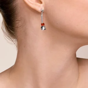 Earrings Geocube® Frontline Silver-Red | COEUR DE LION Sale