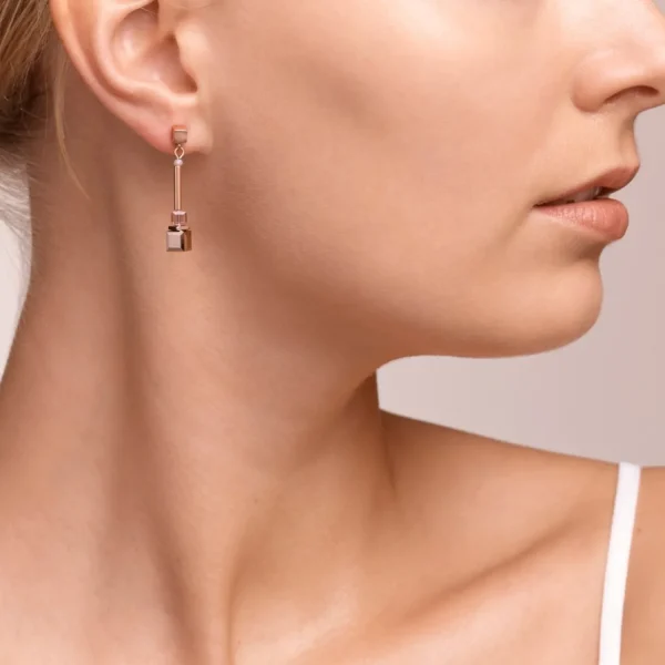Earrings Geocube® Frontline Rose Gold-Lilac | COEUR DE LION Store
