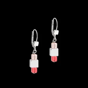 Earrings Geocube® Haematite & Crystals Silver-Red | COEUR DE LION Cheap