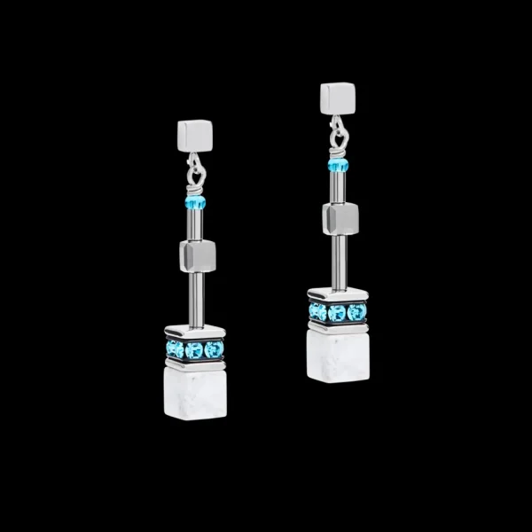 Earrings Geocube® Medium Aqua-White | COEUR DE LION Outlet