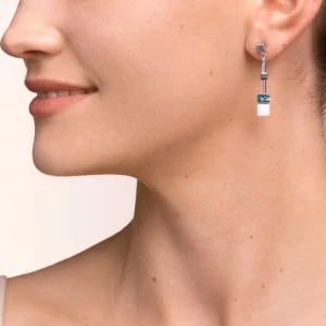 Earrings Geocube® Medium Aqua-White | COEUR DE LION Outlet