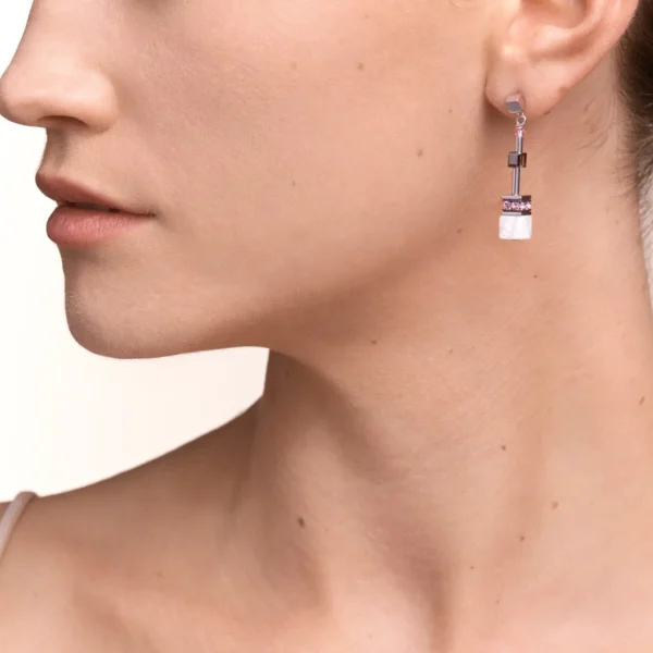 Earrings Geocube® Medium Rose-White | COEUR DE LION Store