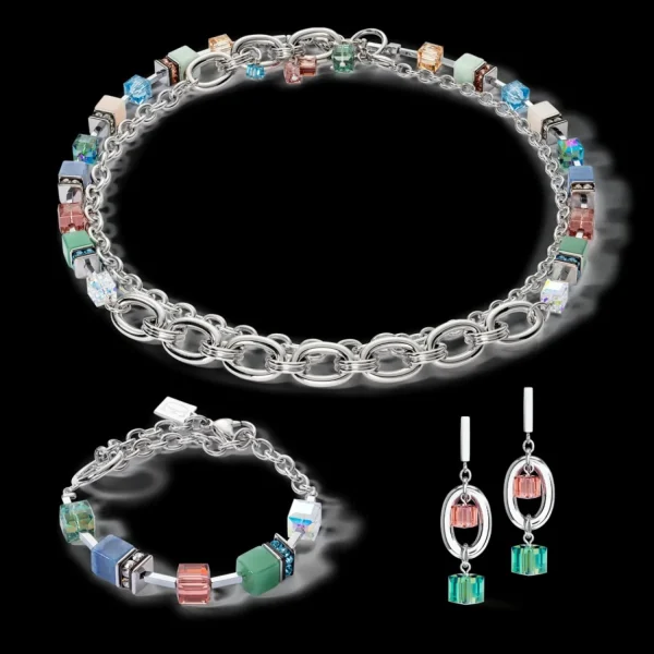 Earrings Geocube® Statement Precious Chunky Chain Multiwear 35 Multicolour | COEUR DE LION Fashion