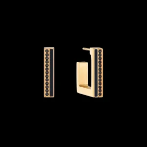 Earrings Hoops Square Stripes 20 Gold-Black | COEUR DE LION Store