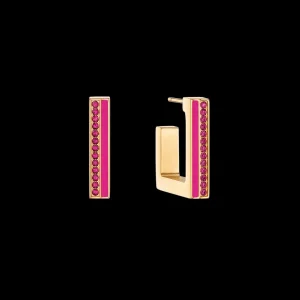 Earrings Hoops Square Stripes 20 Gold-Pink | COEUR DE LION Best Sale