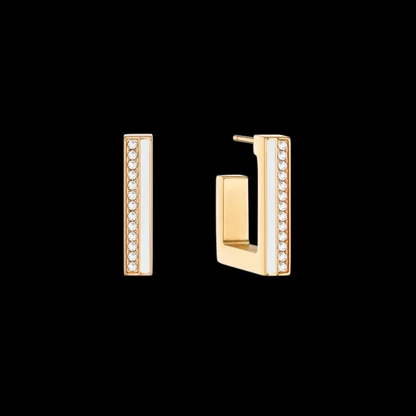 Earrings Hoops Square Stripes 20 Gold-White | COEUR DE LION Sale