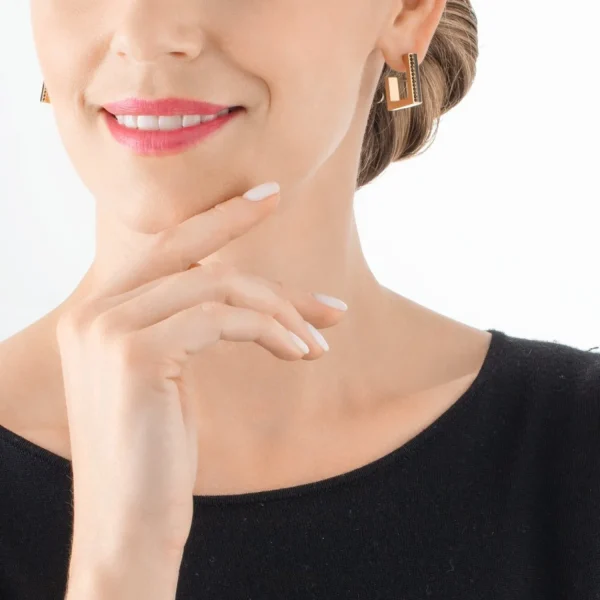 Earrings Hoops Square Stripes 20 Gold-Black | COEUR DE LION Store