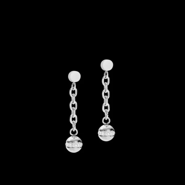 Earrings 4-In-1 Ball Stainless Steel Chain & Hematite Silver | COEUR DE LION Cheap