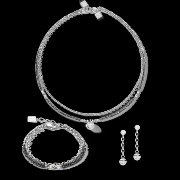 Earrings 4-In-1 Ball Stainless Steel Chain & Hematite Silver | COEUR DE LION Cheap