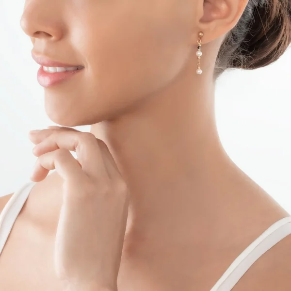 Earrings Modern Princess Freshwater Pearls Gold | COEUR DE LION Cheap