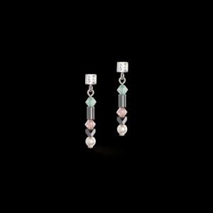 Earrings Princess Pearls Asymmetry Aqua-Pink | COEUR DE LION New