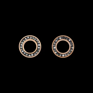 Earrings Ring Crystals Pave Anthracite Small & Stainless Steel Rose Gold & Silver | COEUR DE LION Flash Sale