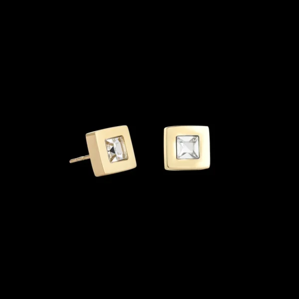 Earrings Square Stainlees Steel Gold & Crystal | COEUR DE LION Best Sale