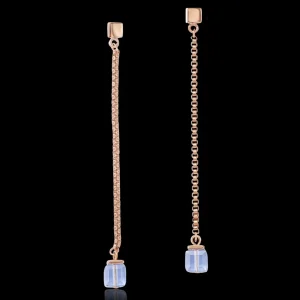 Earrings Stainless Steel Rose Gold & Crystals Light Blue | COEUR DE LION Store