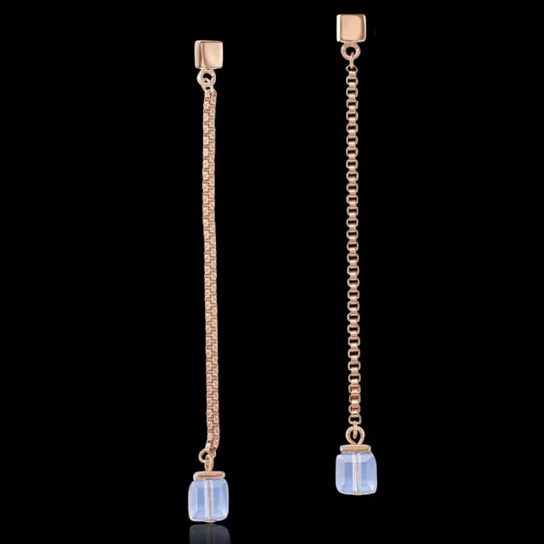 Earrings Stainless Steel Rose Gold & Crystals Light Blue | COEUR DE LION Store