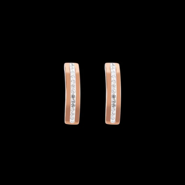 Earrings Stainless Steel Rose Gold & Crystals Pave Strip Crystal | COEUR DE LION New