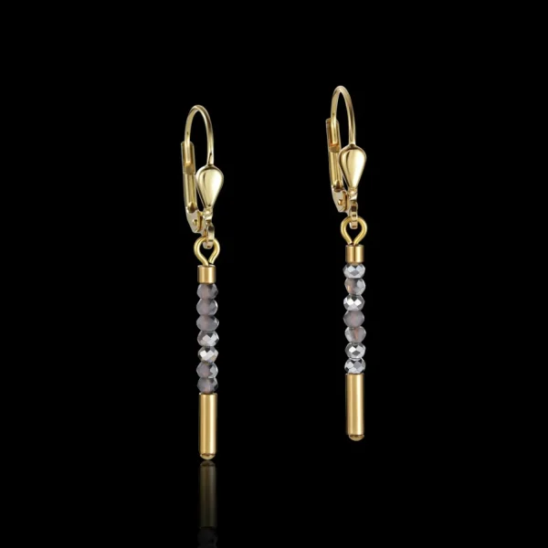 Earrings Waterfall Small Stainless Steel Gold & Glass Silver | COEUR DE LION New