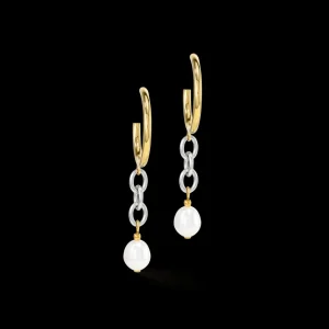 Earrings Y & Oval Freshwater Pearls With O-Ring Bicolor | COEUR DE LION Store